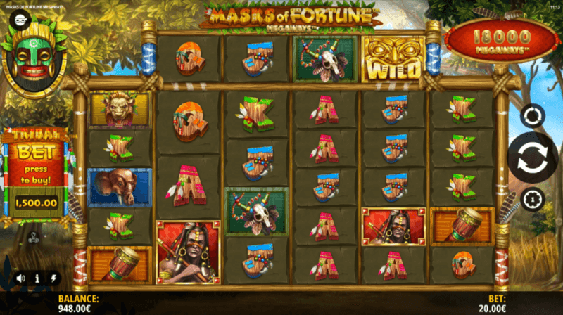 Masks of Fortune Megaways Slot Grid Layout and Symbols (1)