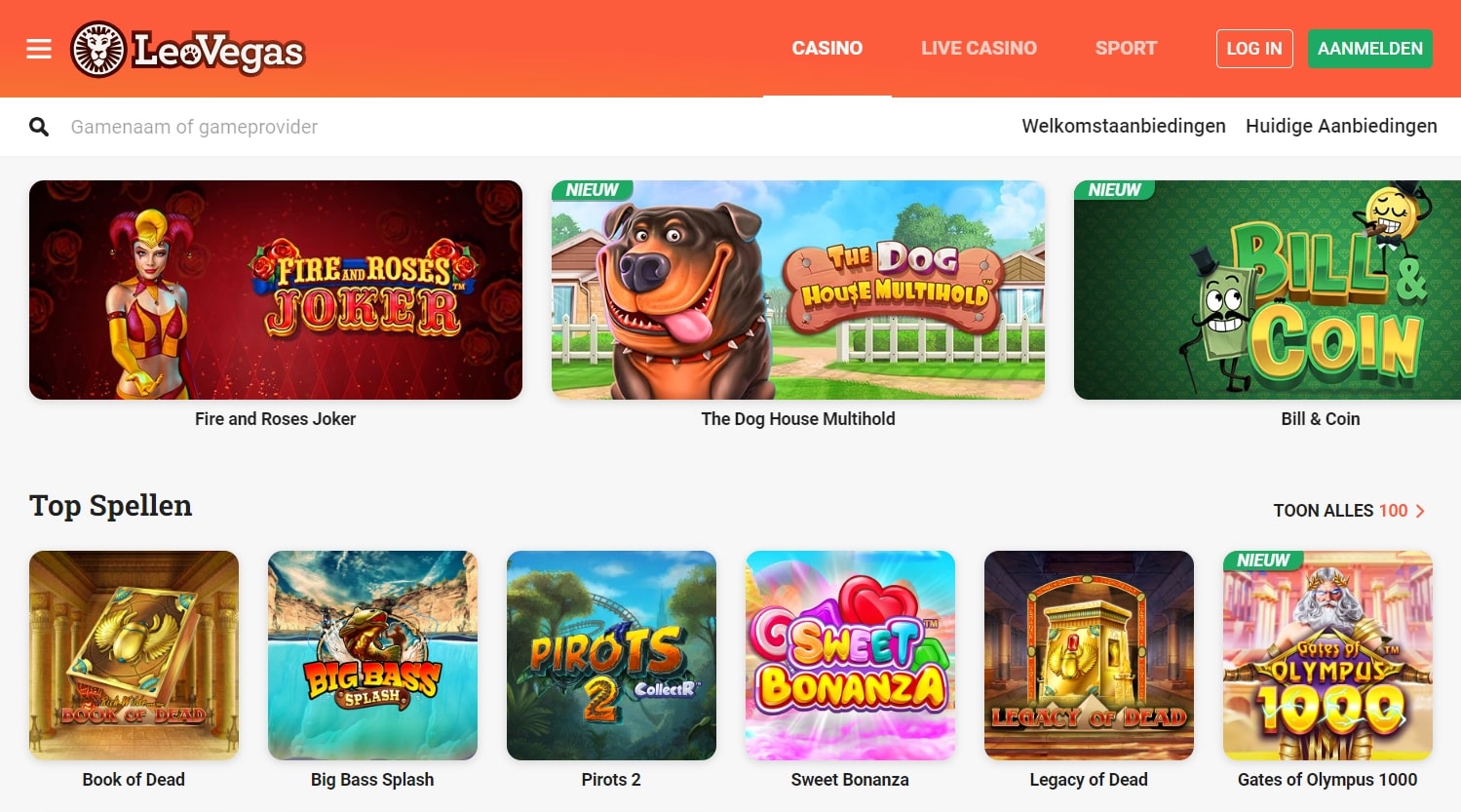 gokkasten beschikbaar bij leovegas casino