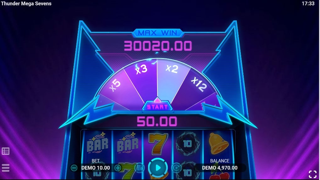 Thunder Mega Sevens Slot Wheel of Thunder Feature